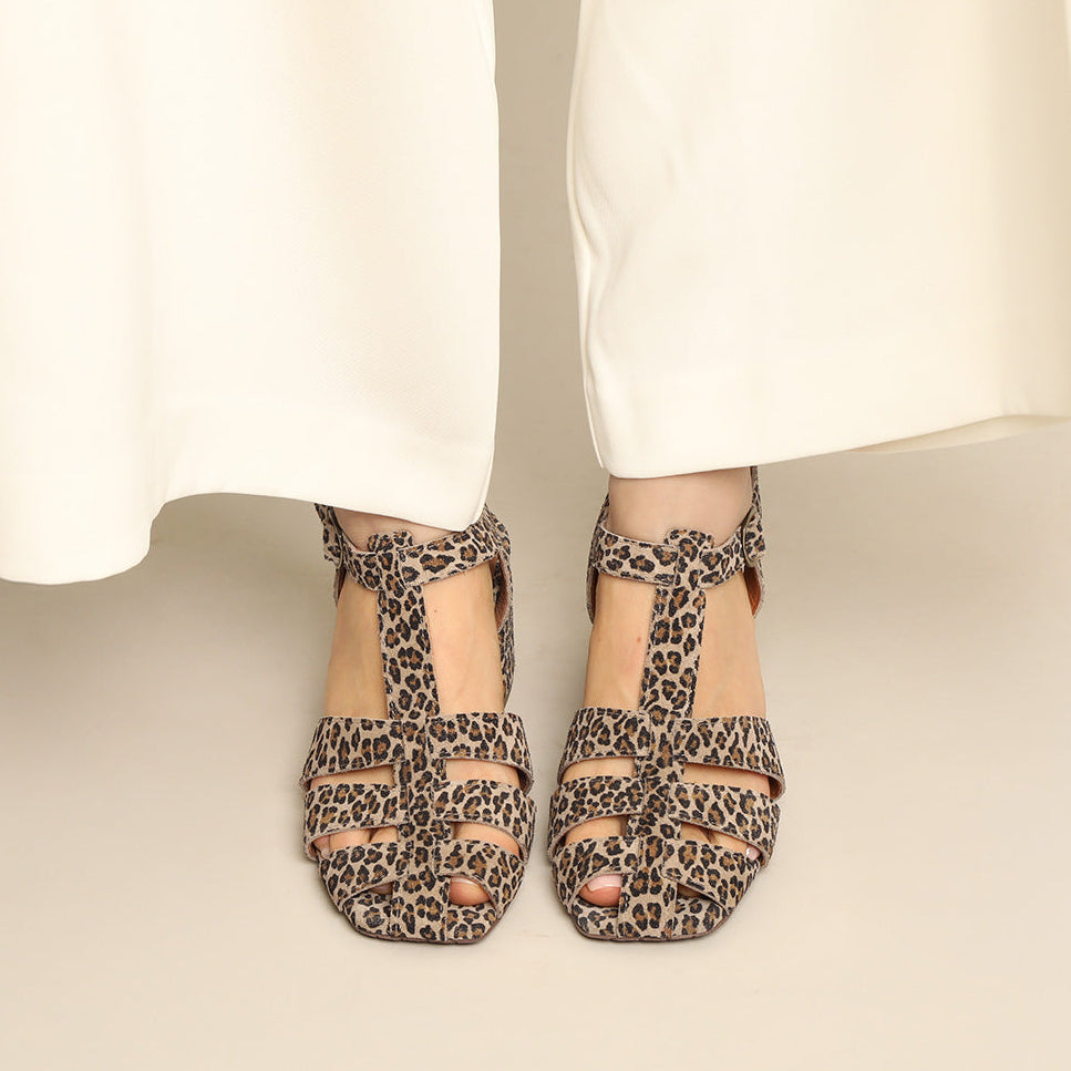 Jenny Leopard Mid Sandal by Esska