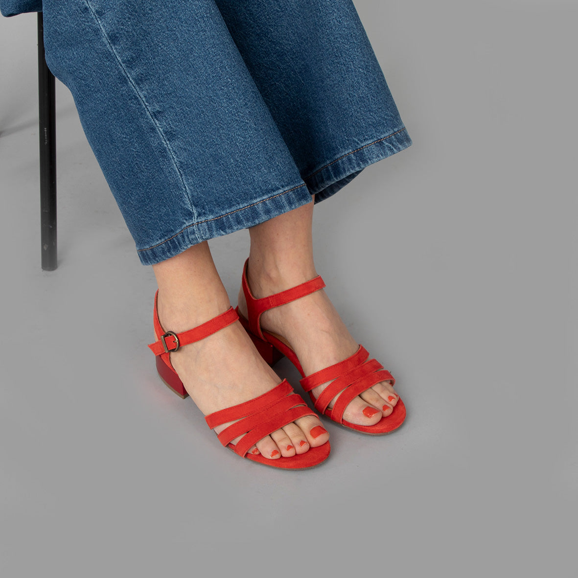 Jesse WIDE Red Low Sandal by Esska