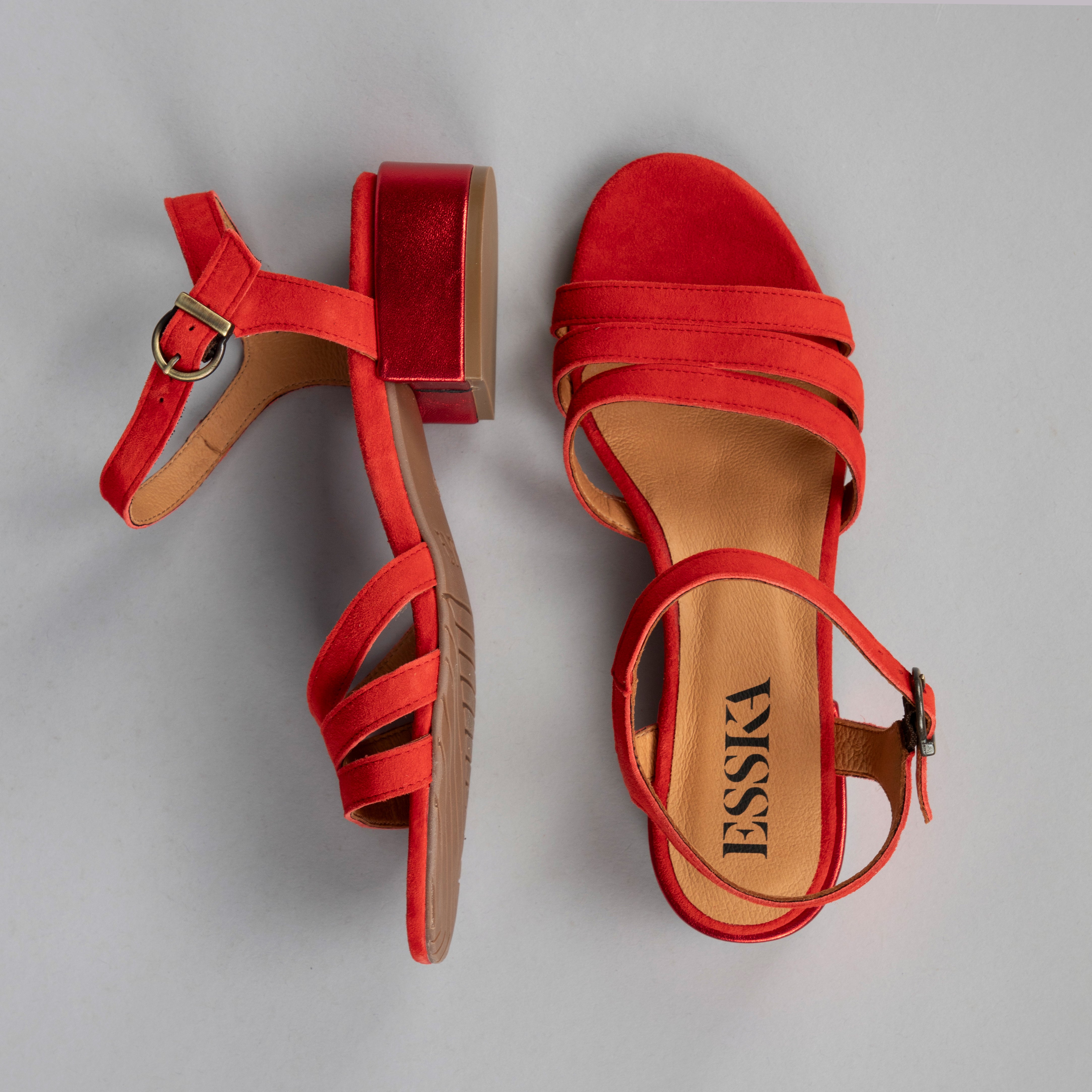 Jesse WIDE Red Low Sandal by Esska