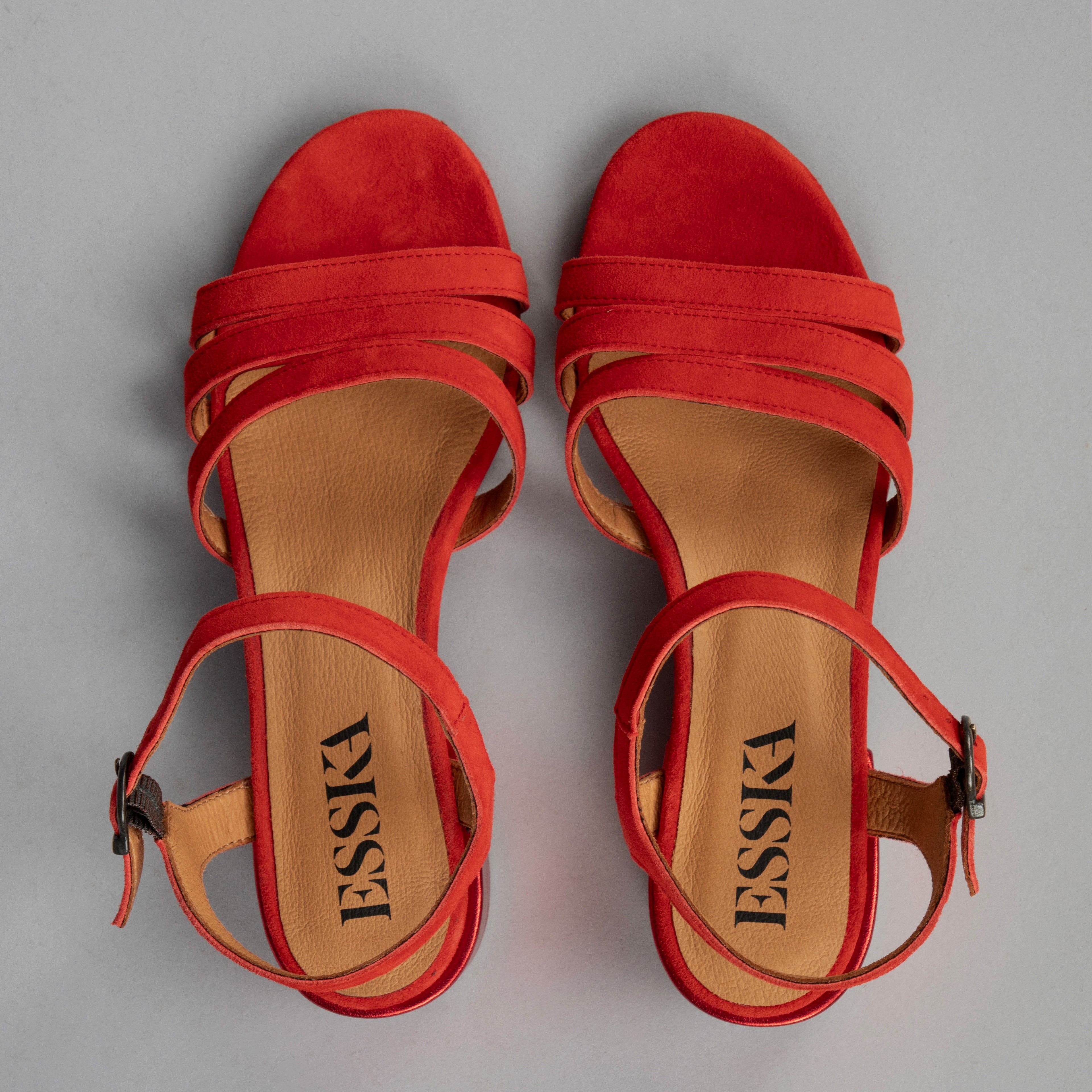 Jesse WIDE Red Low Sandal by Esska