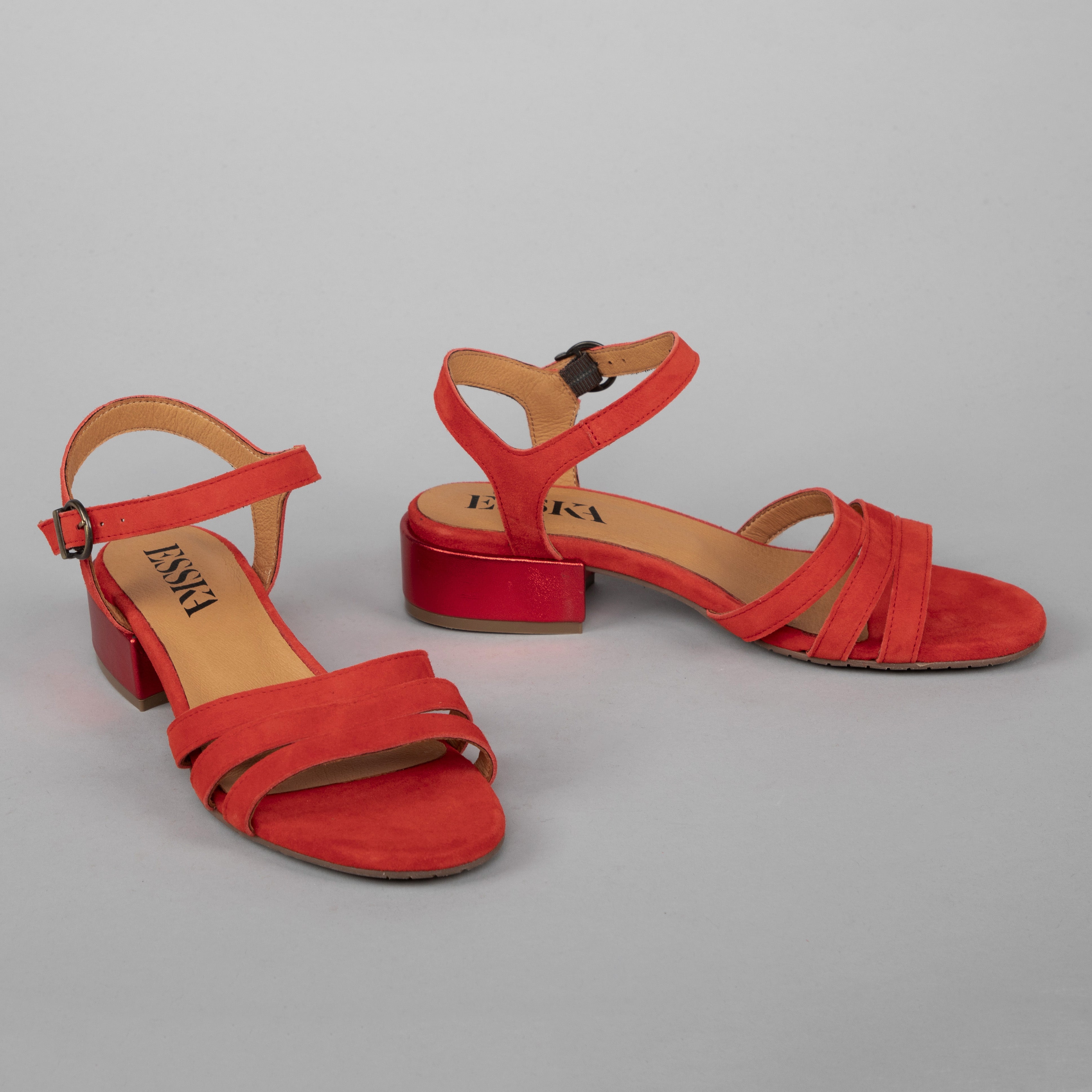 Jesse WIDE Red Low Sandal by Esska