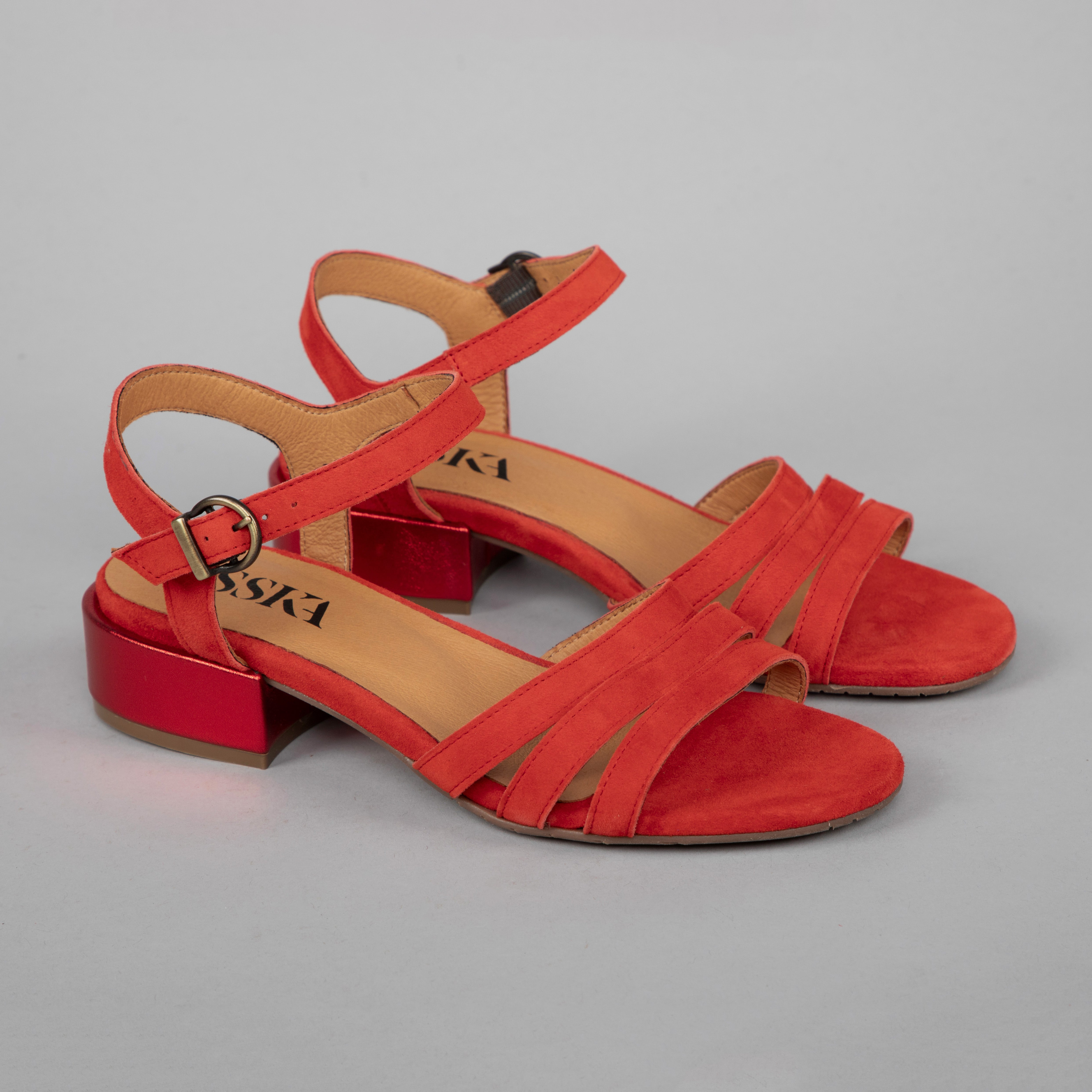 Jesse WIDE Red Low Sandal by Esska