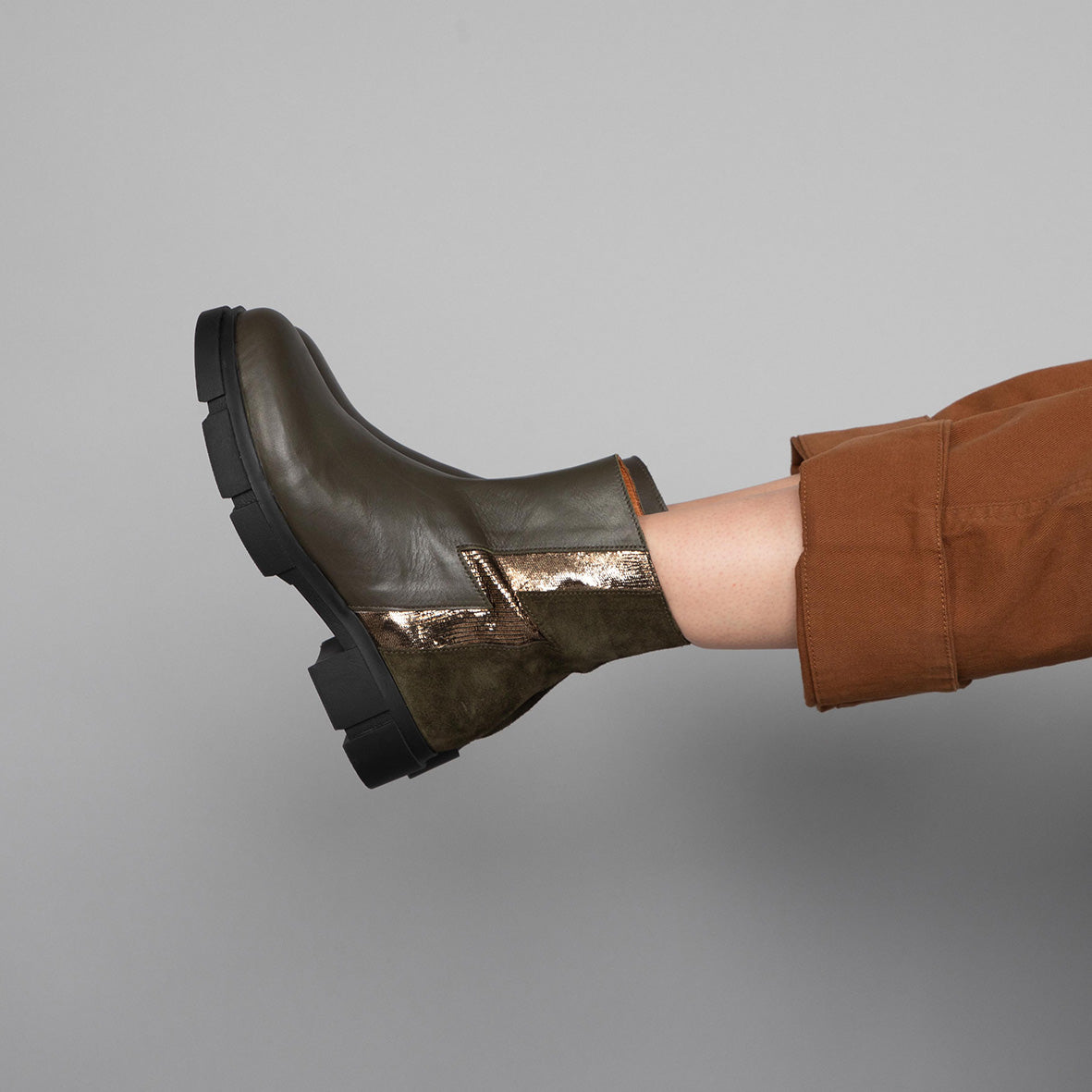 Jump Khaki Flat Boot by Esska