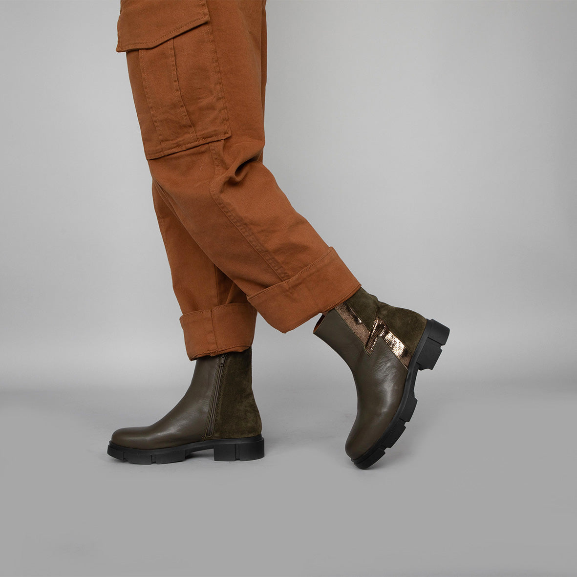 Jump Khaki Flat Boot by Esska