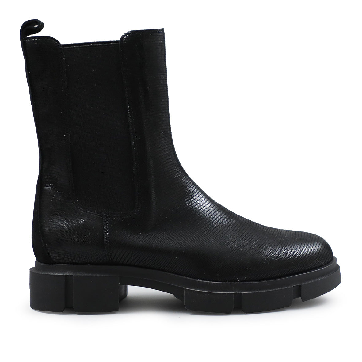 June Black Metallic Flat Boot by Esska
