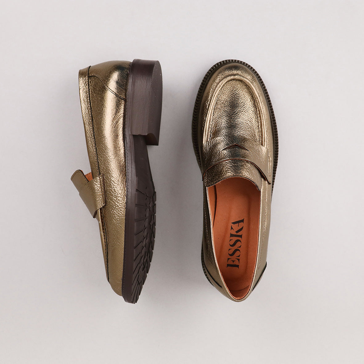 Kath Metallic Smoke Flat Shoe by Esska Shoes Ltd