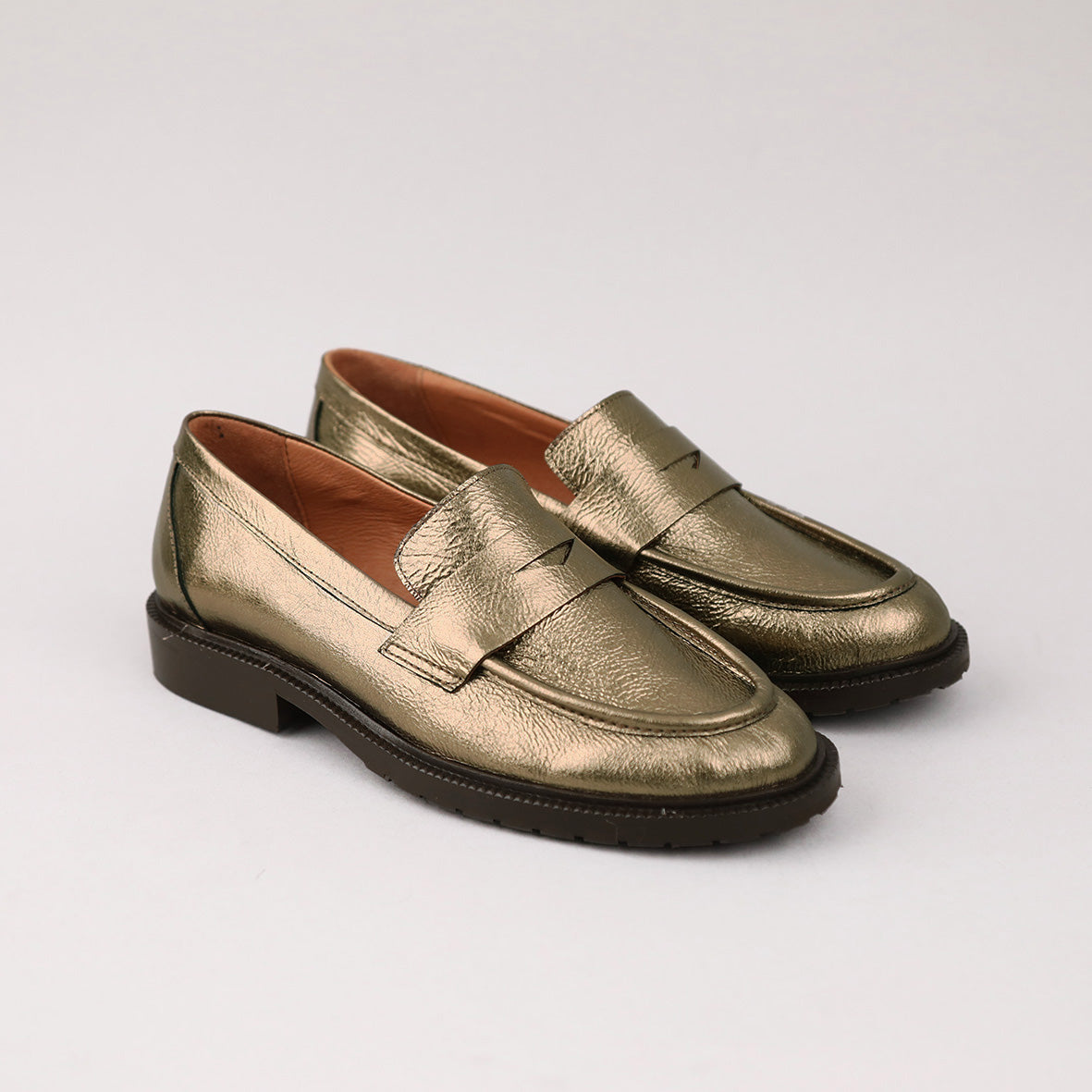 Kath Metallic Smoke Flat Shoe by Esska Shoes Ltd