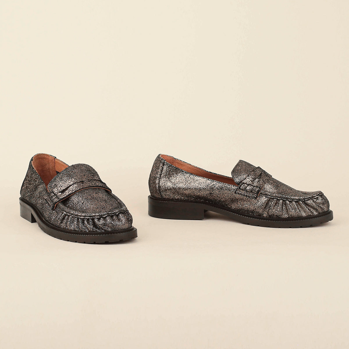 Katherine Metallic Iron Flat Shoe by Esska