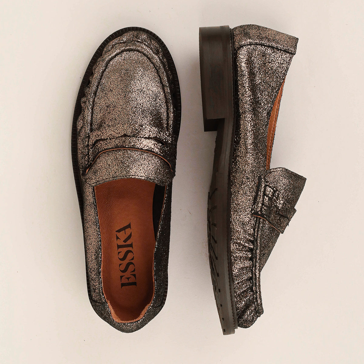 Katherine Metallic Iron Flat Shoe by Esska