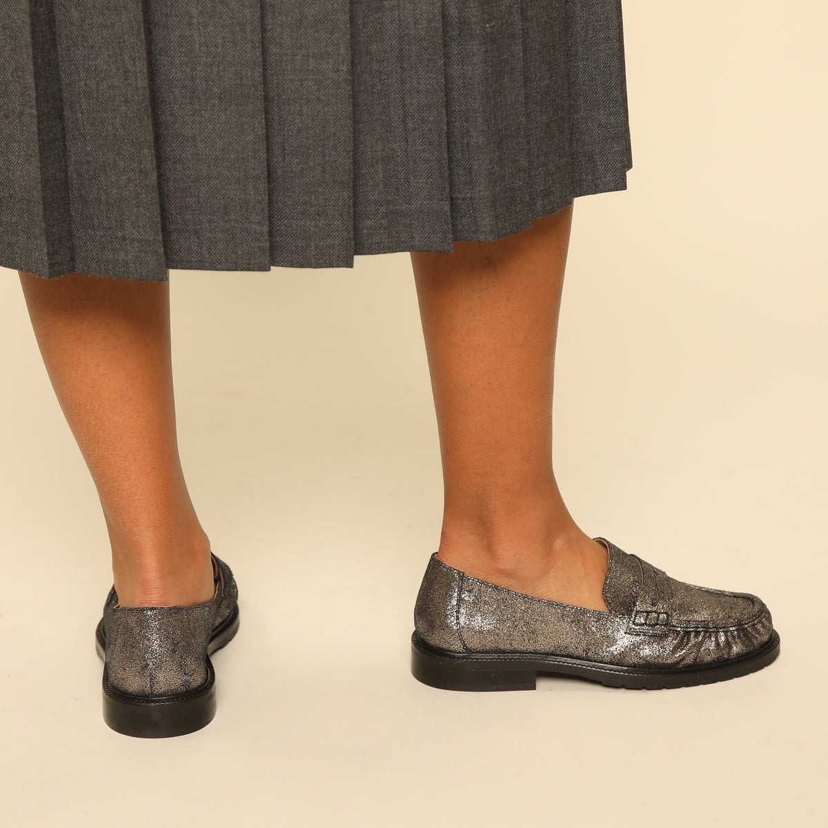 Katherine Metallic Iron Flat Shoe by Esska