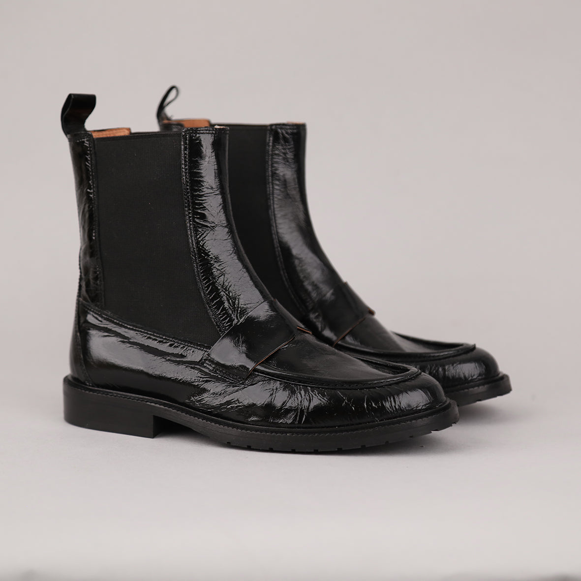 Kayan Patent Black Flat Boot by Esska Shoes Ltd