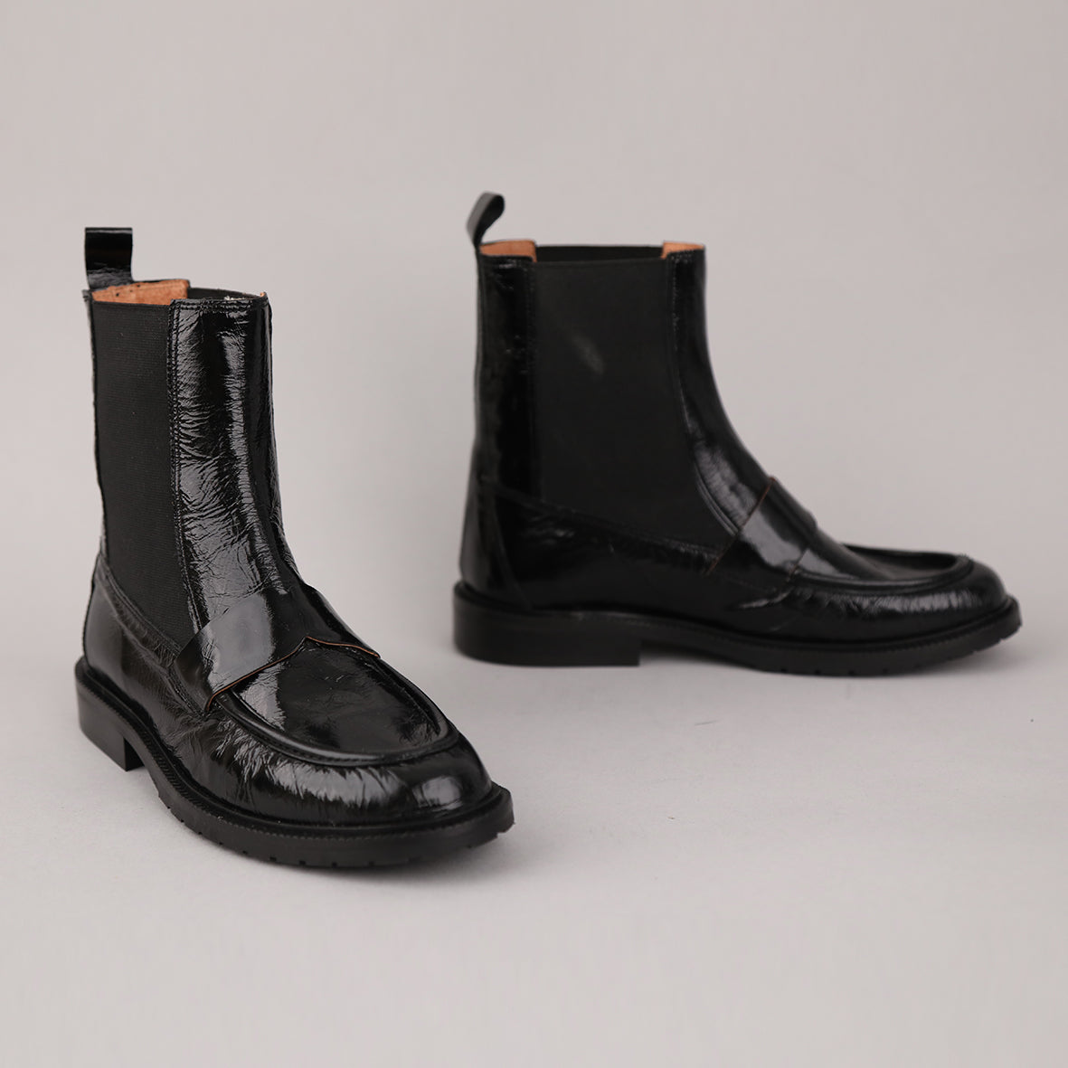 Kayan Patent Black Flat Boot by Esska Shoes Ltd