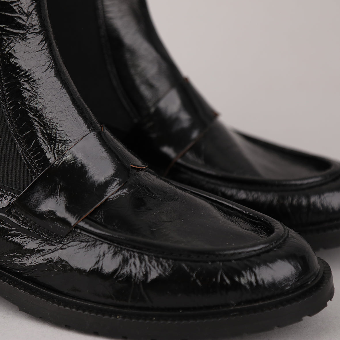 Kayan Patent Black Flat Boot by Esska Shoes Ltd