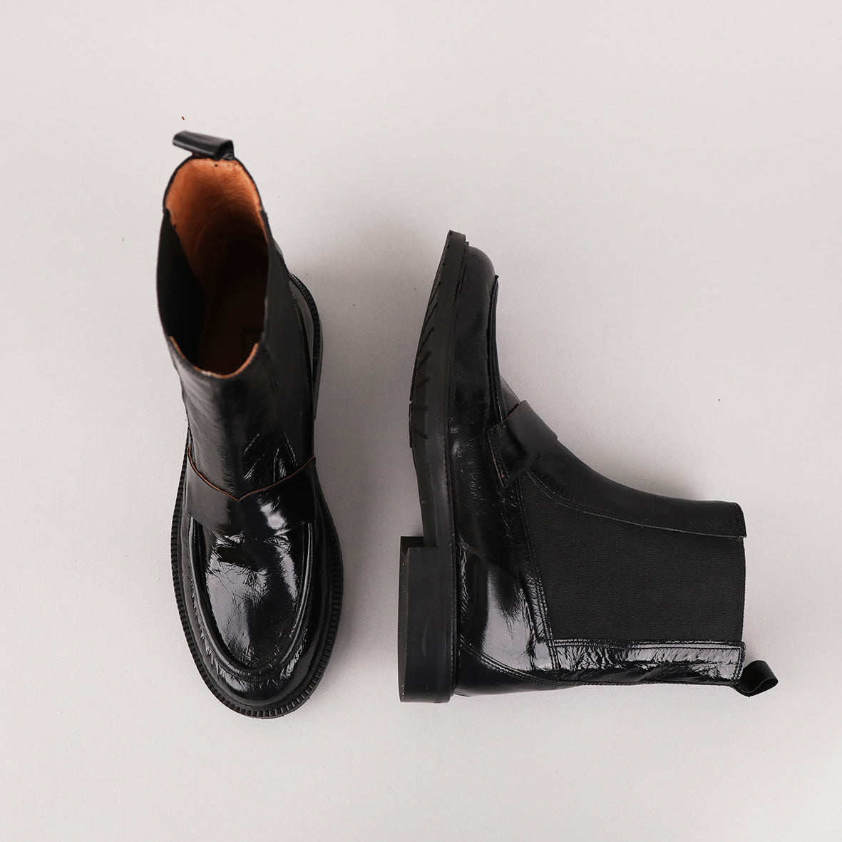 Kayan Patent Black Flat Boot by Esska Shoes Ltd