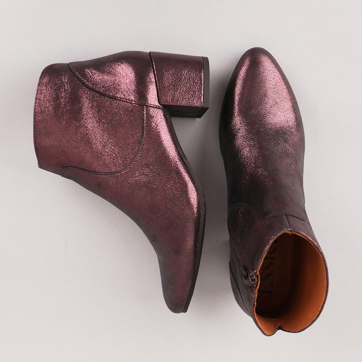 Kiana Metallic Burgundy Low Boot by Esska