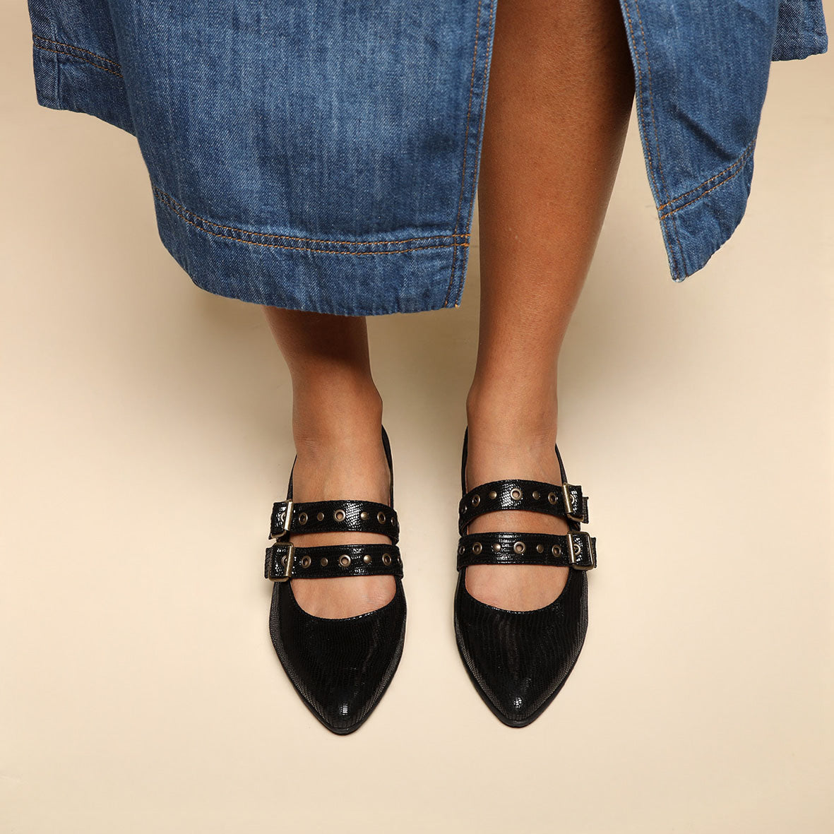 Larissa Metallic Black Low Shoe by Esska Shoes Ltd