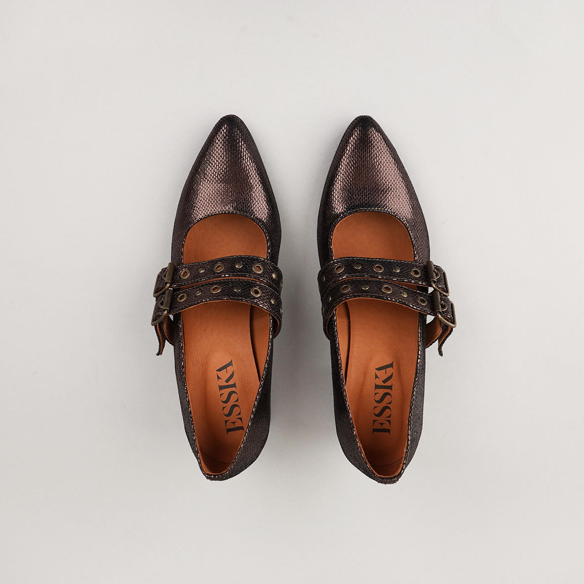 Larissa Metallic Dark Brown Low Shoe by Esska Shoes Ltd