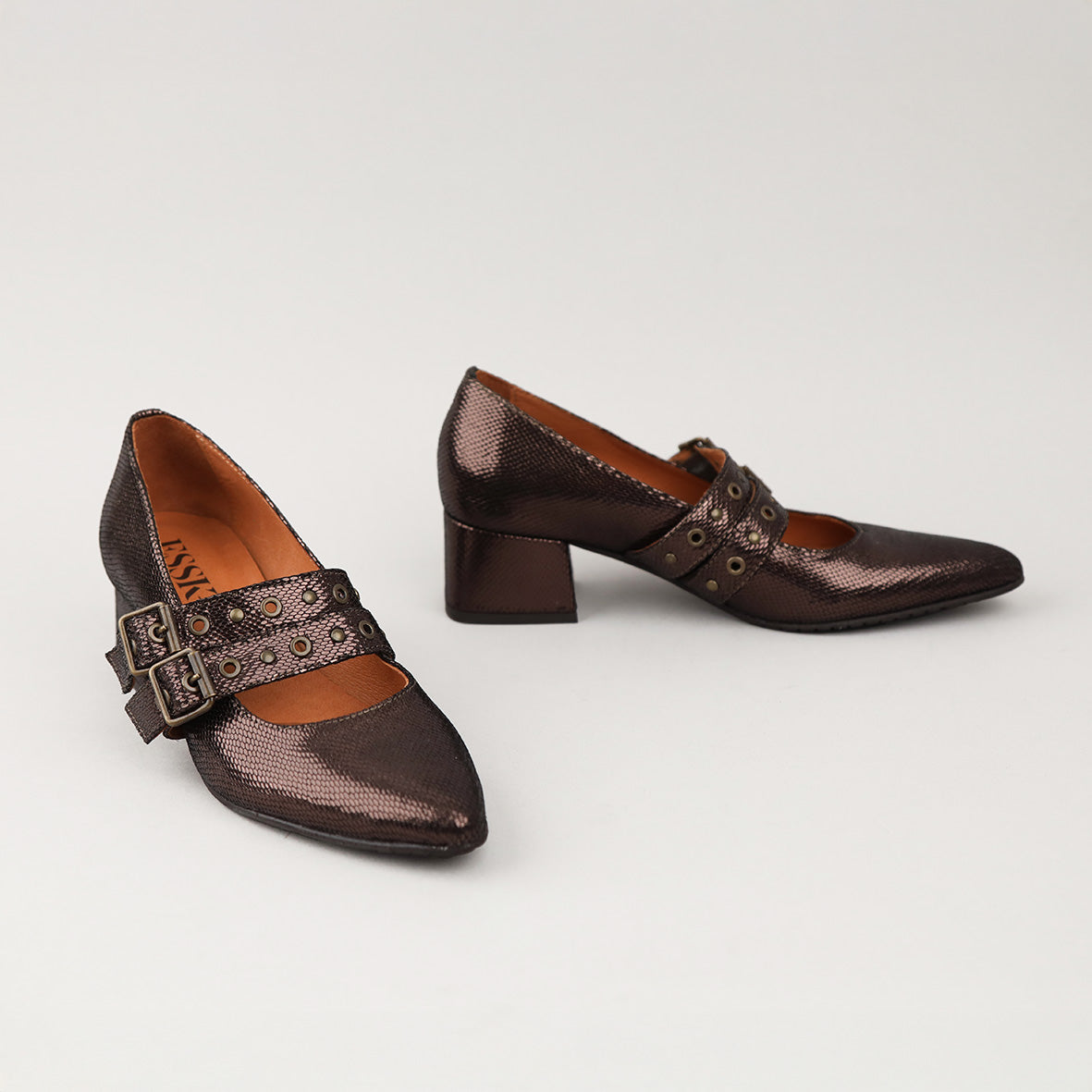 Larissa Metallic Dark Brown Low Shoe by Esska Shoes Ltd