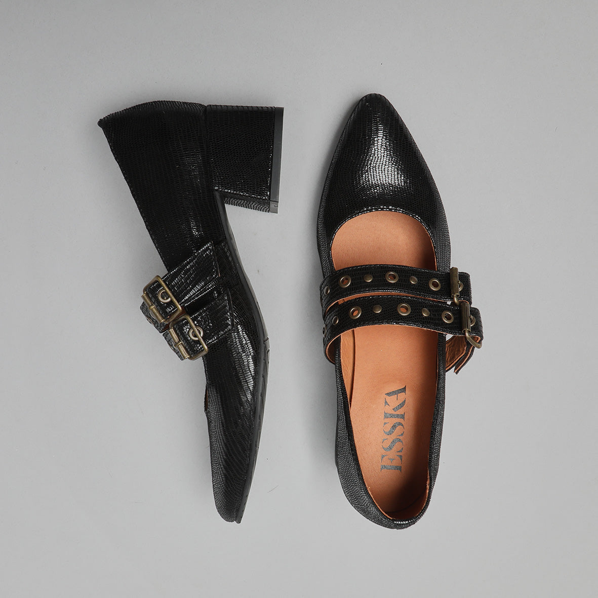 Larissa Metallic Black Low Shoe by Esska Shoes Ltd