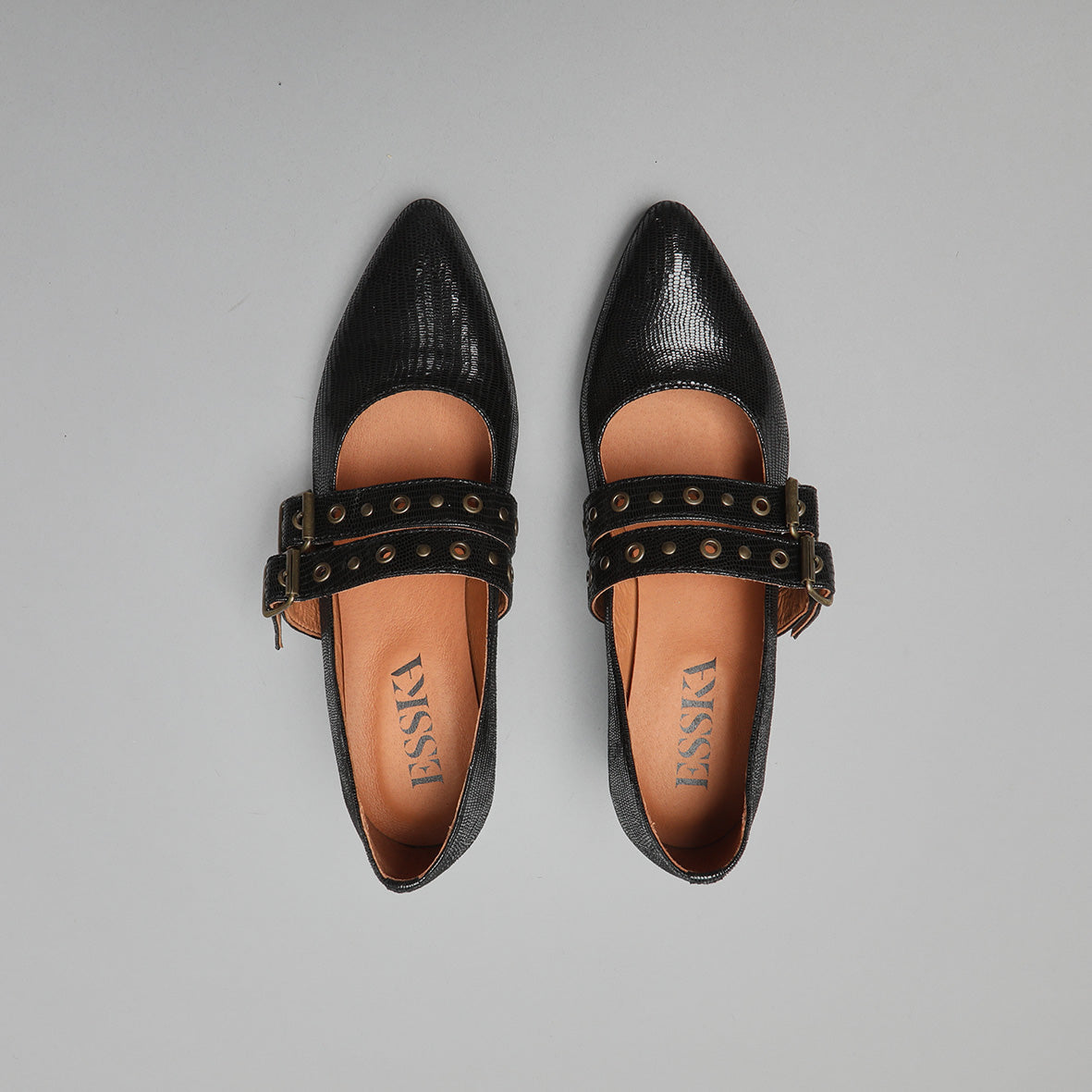 Larissa Metallic Black Low Shoe by Esska Shoes Ltd
