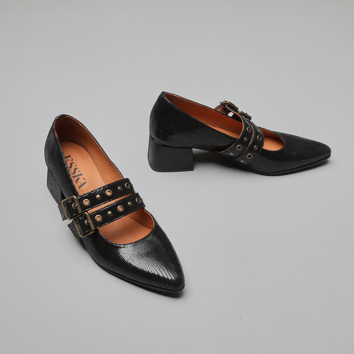 Larissa Metallic Black Low Shoe by Esska Shoes Ltd