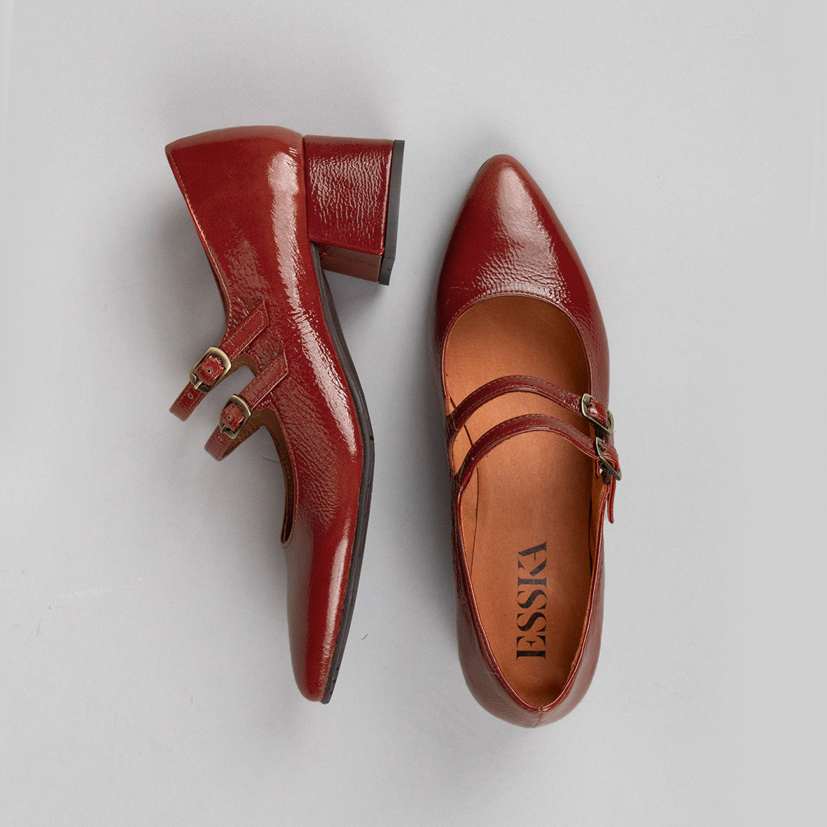 Laura Brick Patent Low Shoe by Esska