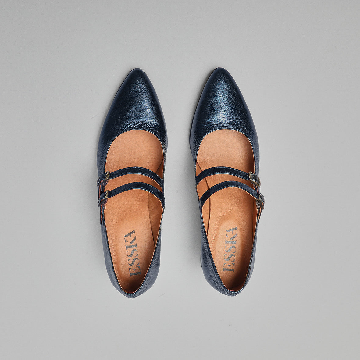 Laura Metallic Navy Low Shoe by Esska