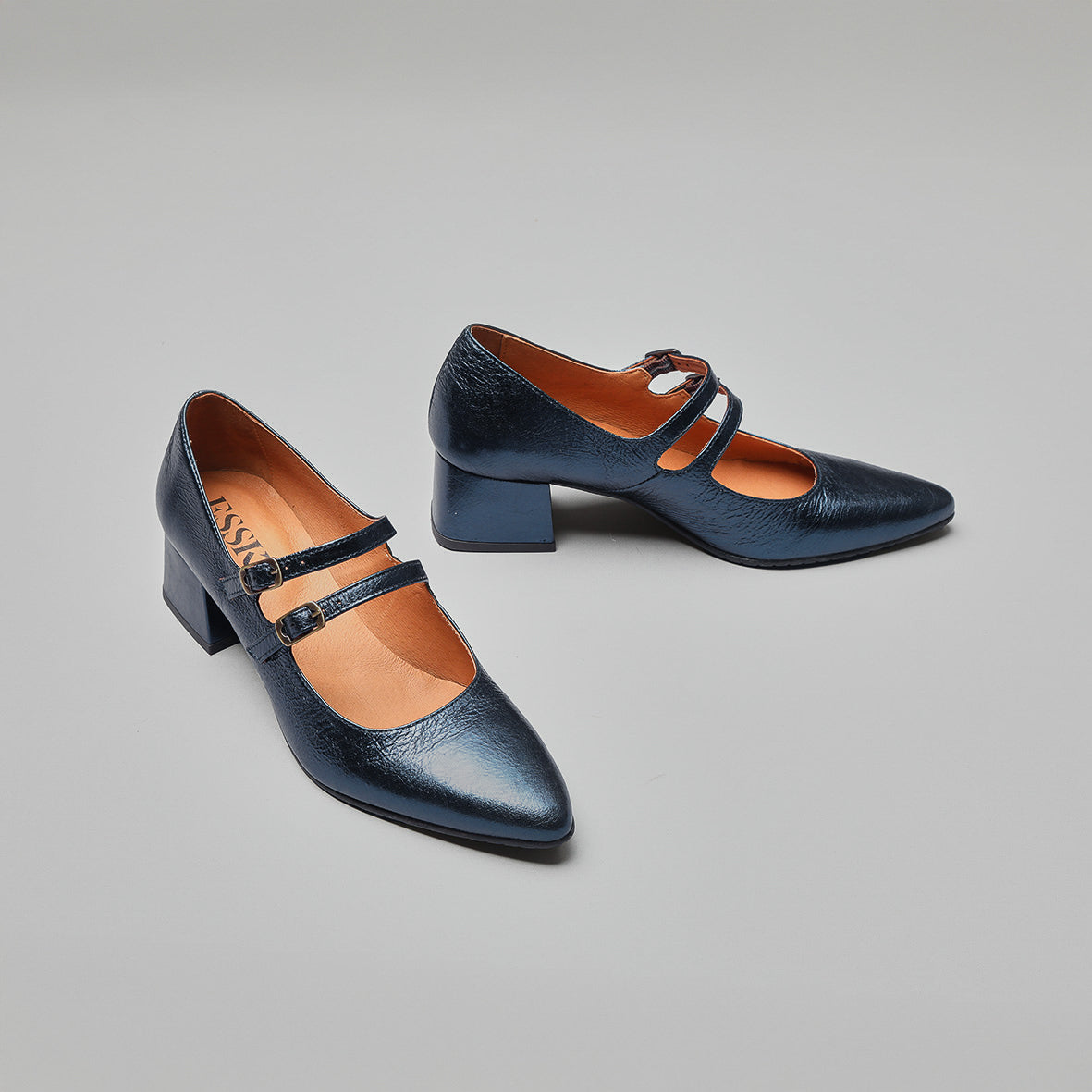 Laura Metallic Navy Low Shoe by Esska