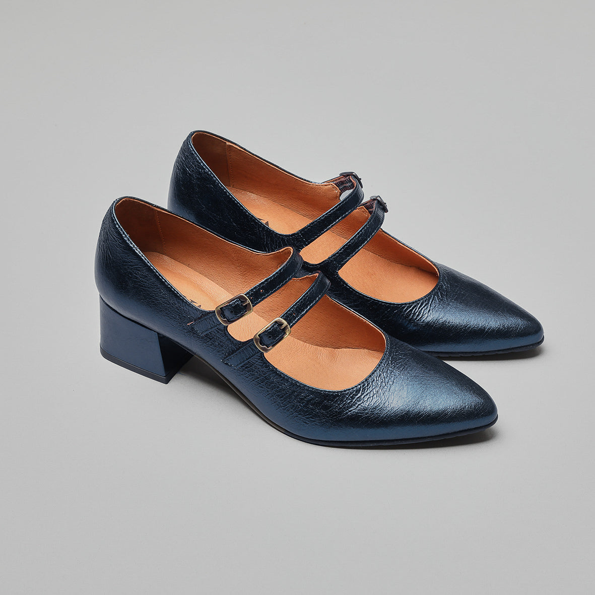 Laura Metallic Navy Low Shoe by Esska