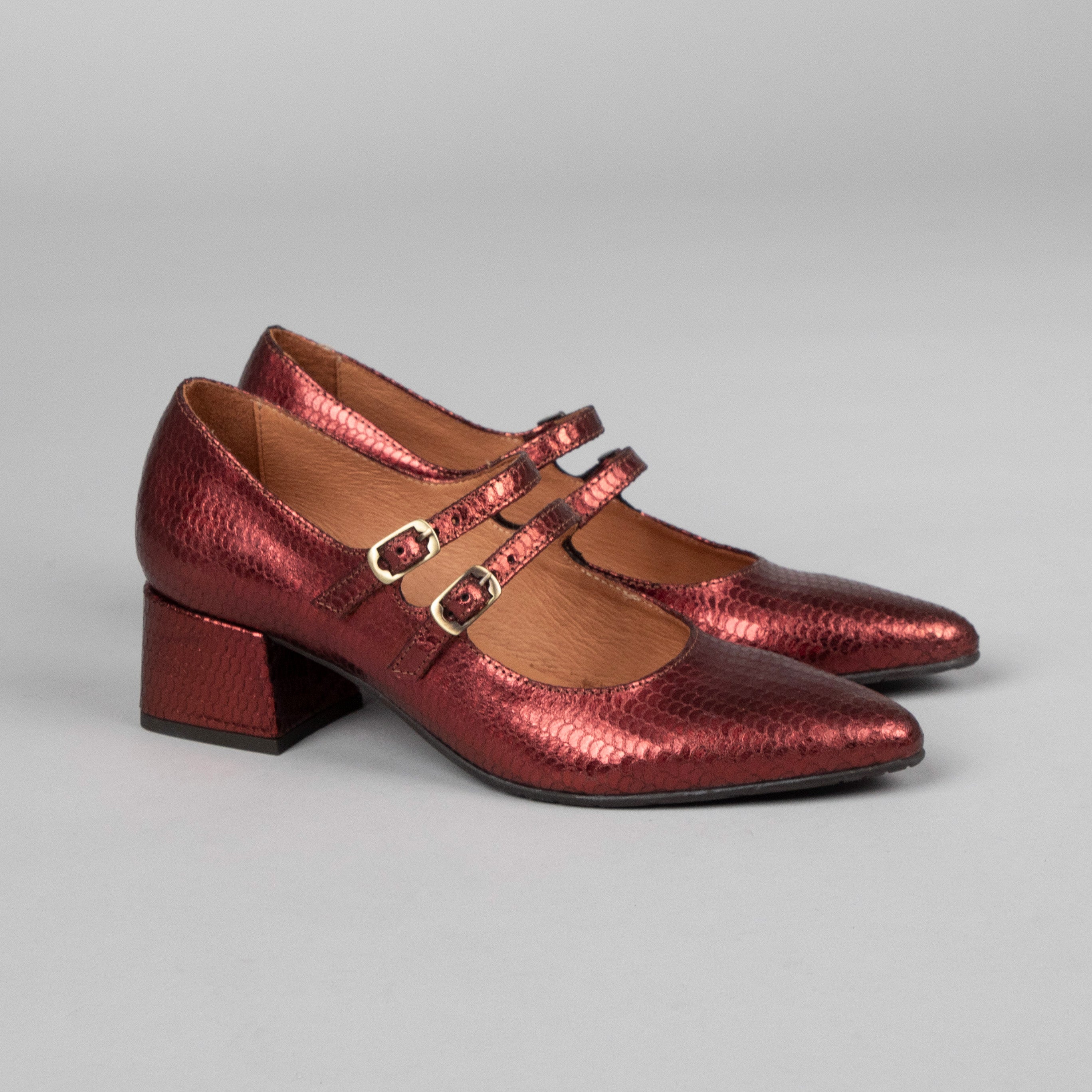 Laura Red Metallic Low Shoe by Esska