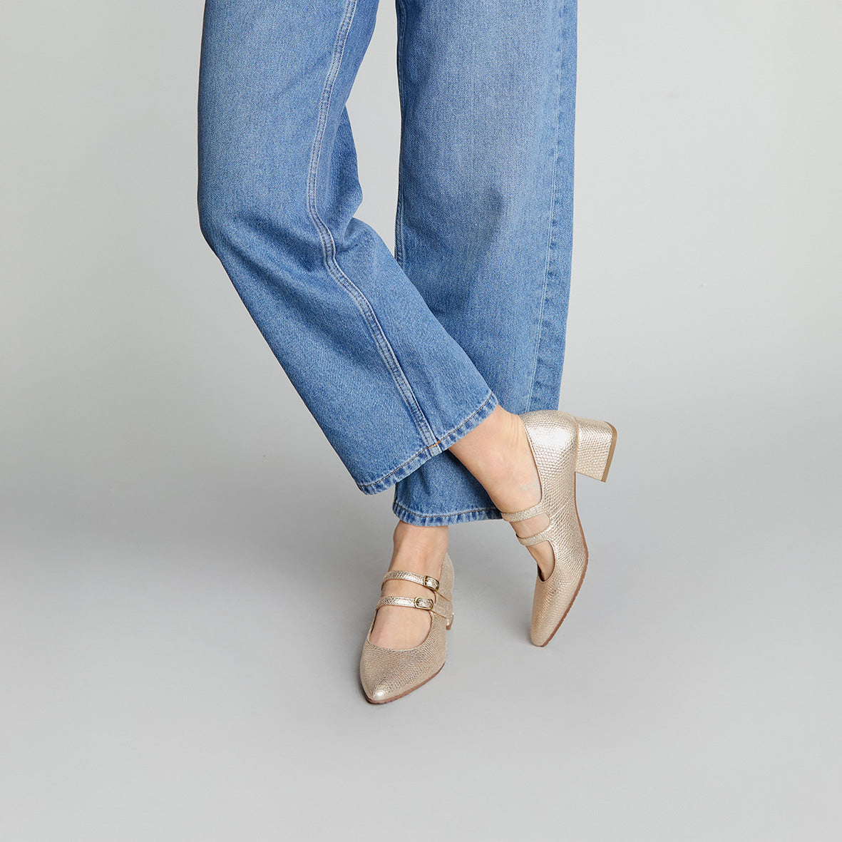 Laura Vegan Embossed Platinum Low Shoe by Esska