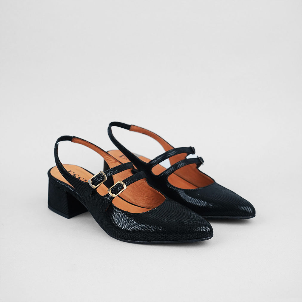 Layal Metallic Black Low Shoe by Esska