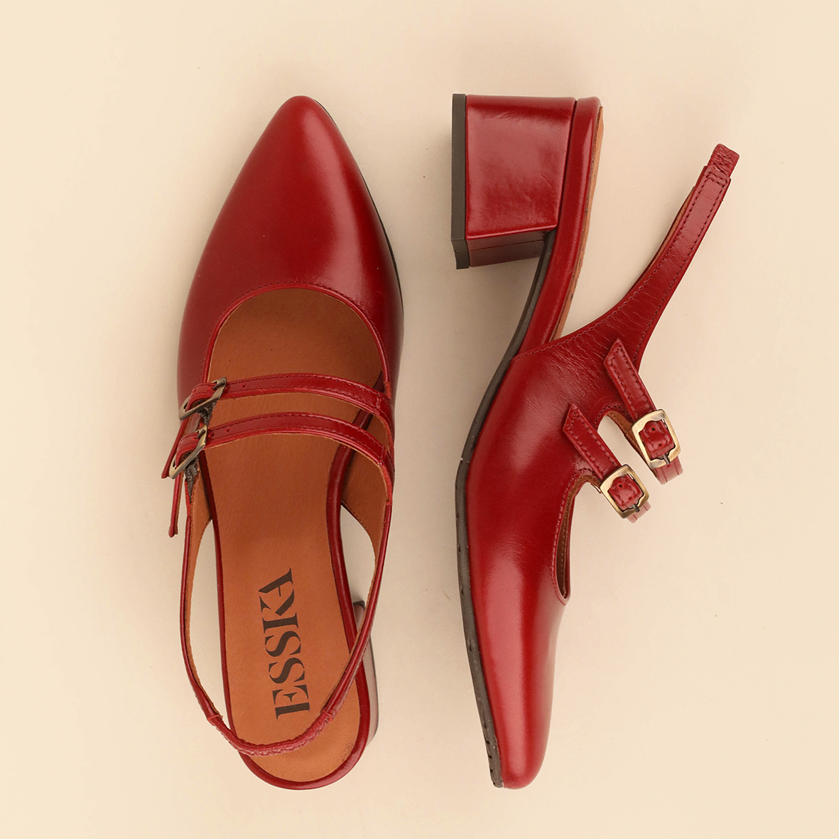 Layal Red Brick Low Shoe by Esska
