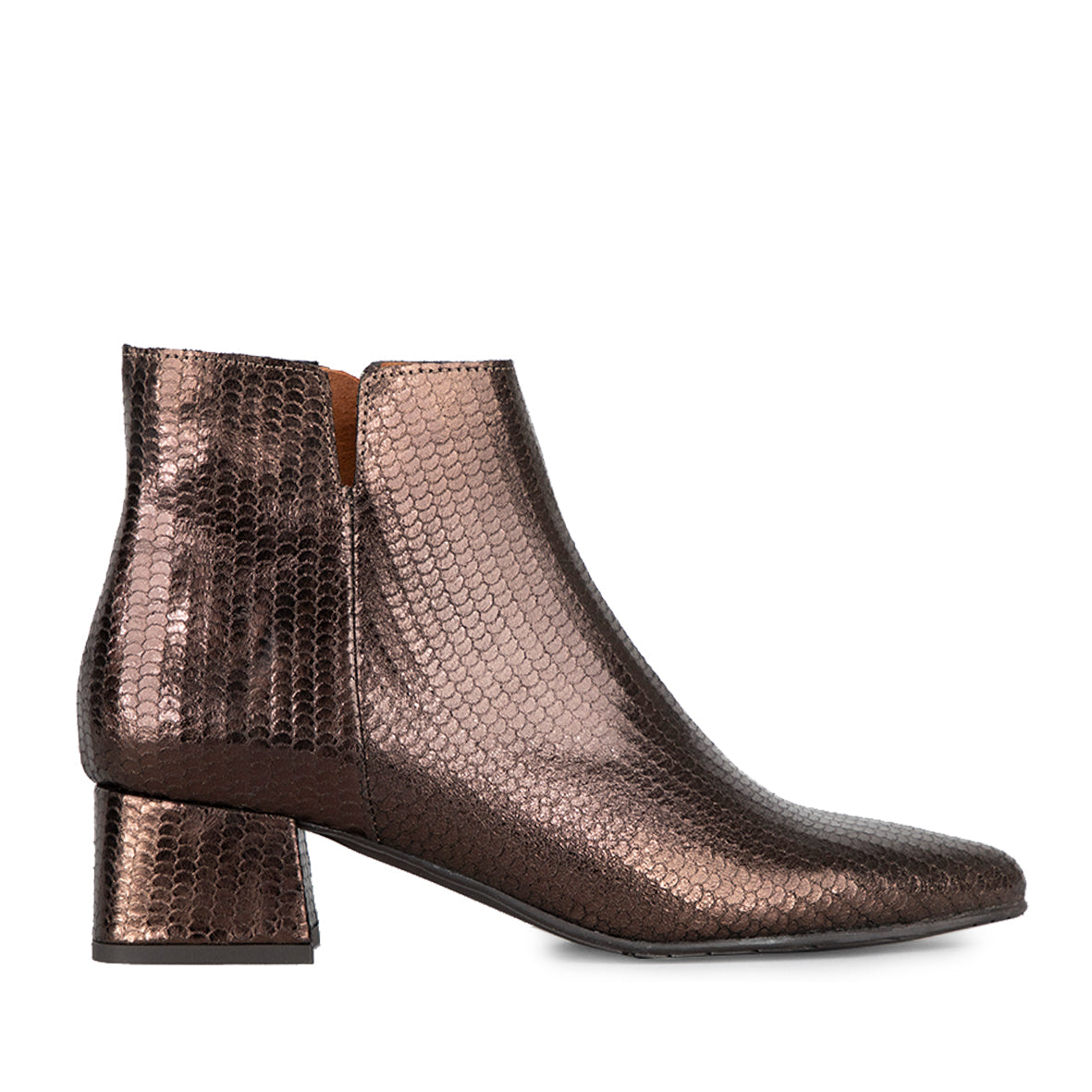 Dark brown snakeskin booties hotsell