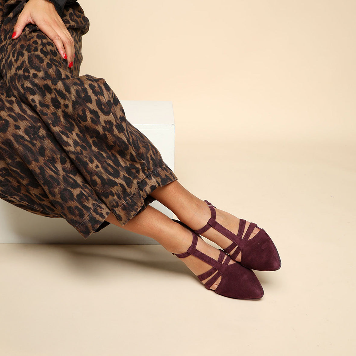 Lina Burgundy Suede Low Shoe by Esska