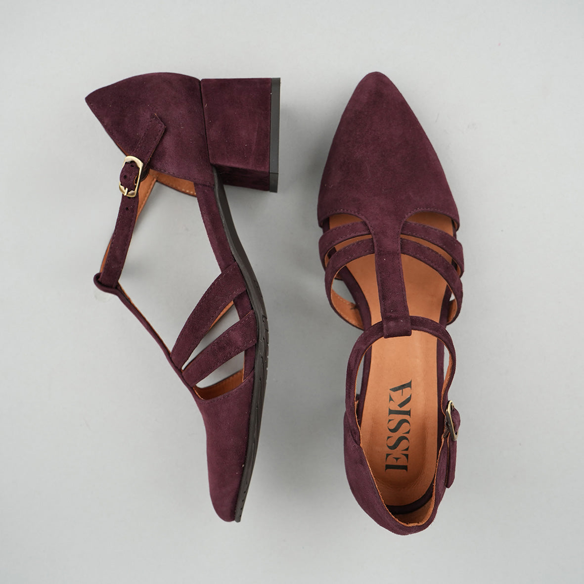 Lina Burgundy Suede Low Shoe by Esska