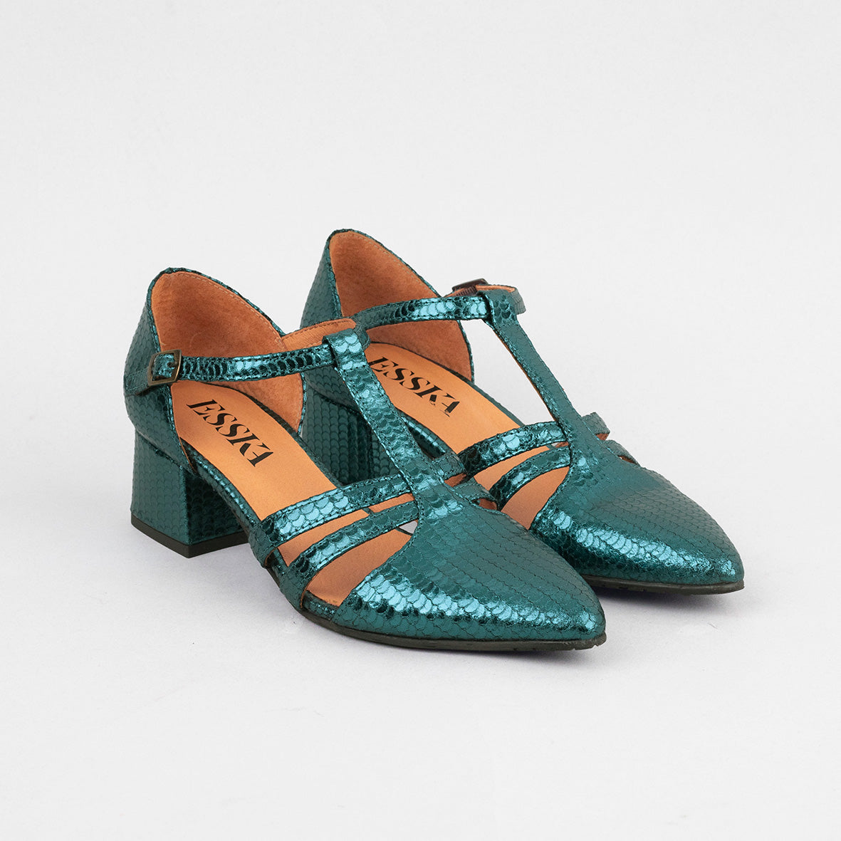Lina Metallic Teal Low Shoe by Esska