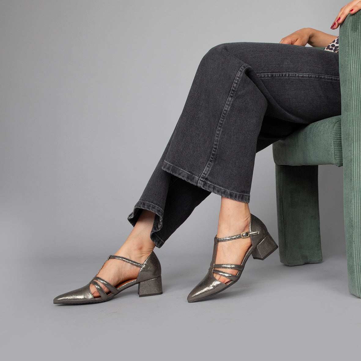 Lina Vegan Gunmetal Low Shoe by Esska