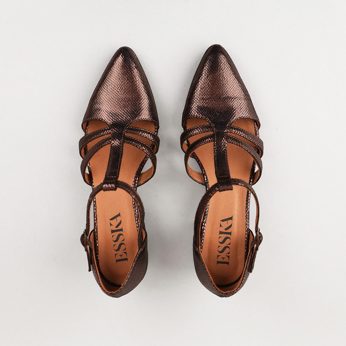 Lina Metallic Dark Brown Low Shoe by Esska