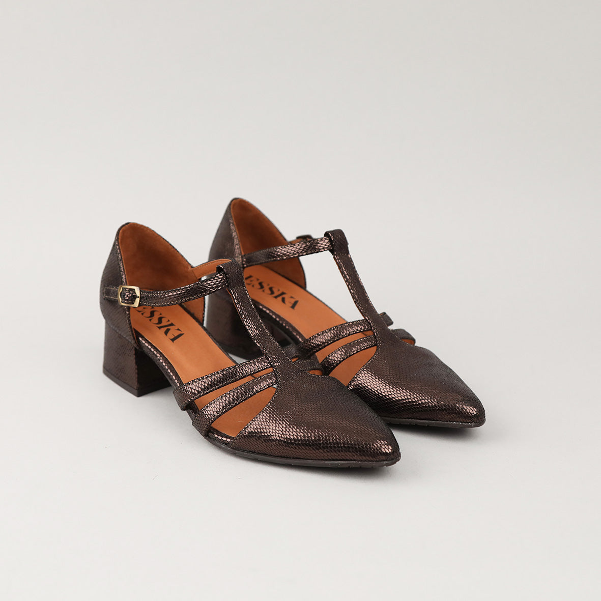 Lina Metallic Dark Brown Low Shoe by Esska
