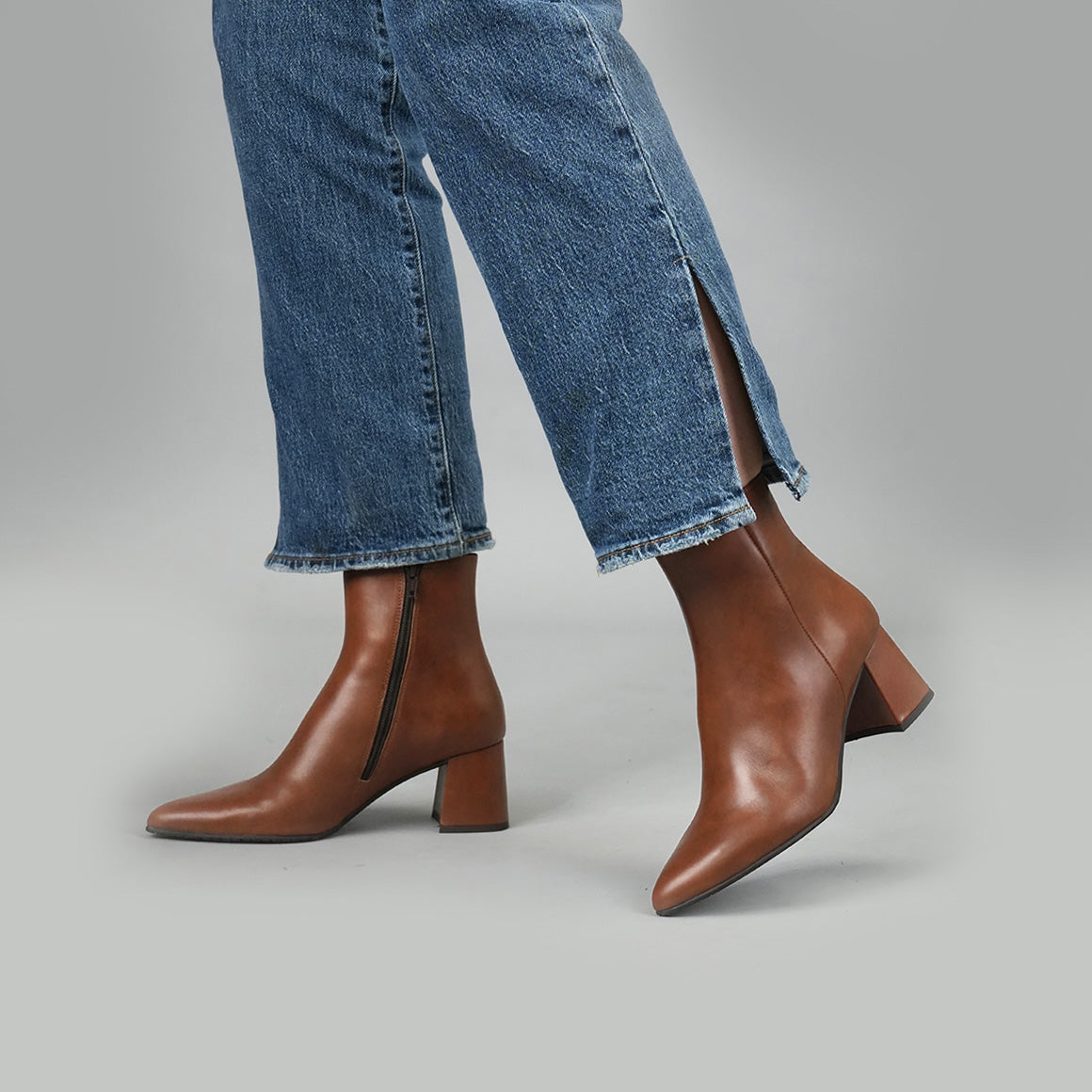 Lorna Cognac Mid Boot by Esska