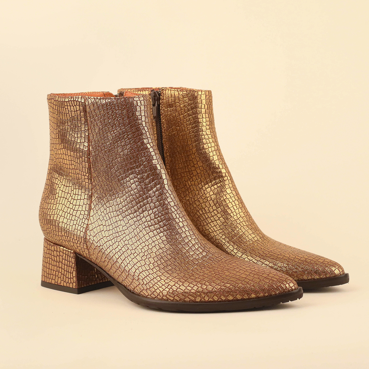 Luka WIDE Antique Gold Low Boot by Esska