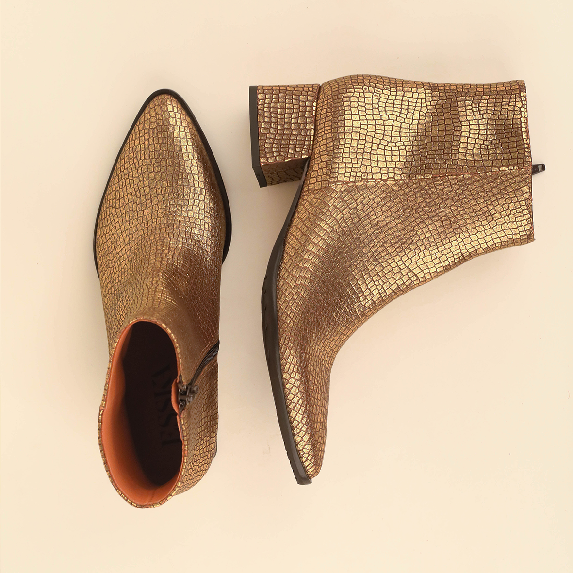 Luka WIDE Antique Gold Low Boot by Esska
