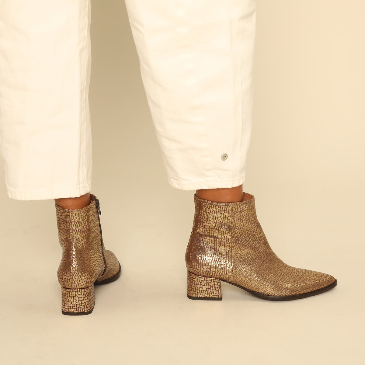 Luka WIDE Antique Gold Low Boot by Esska