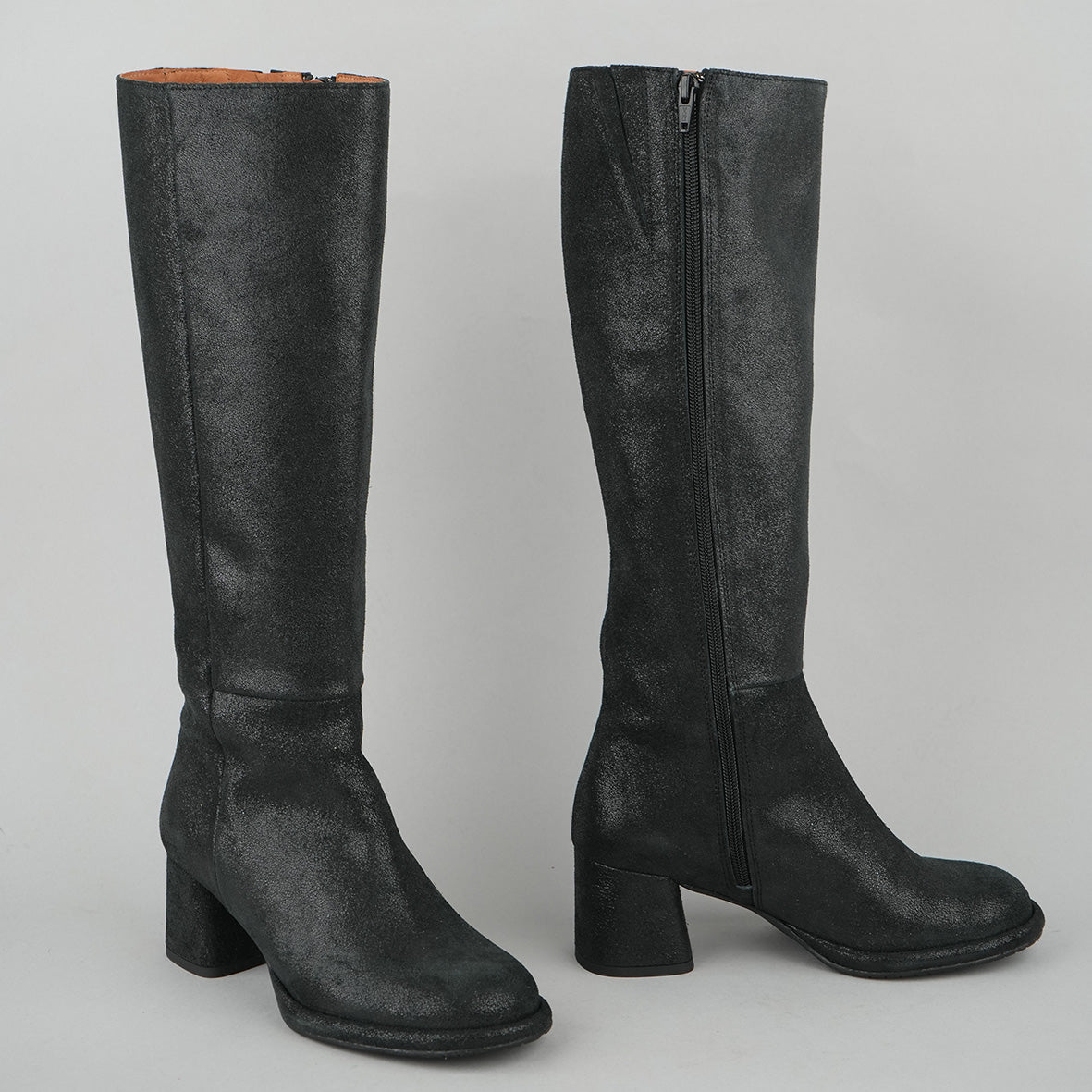 Margot Metallic Black Mid Boot by Esska