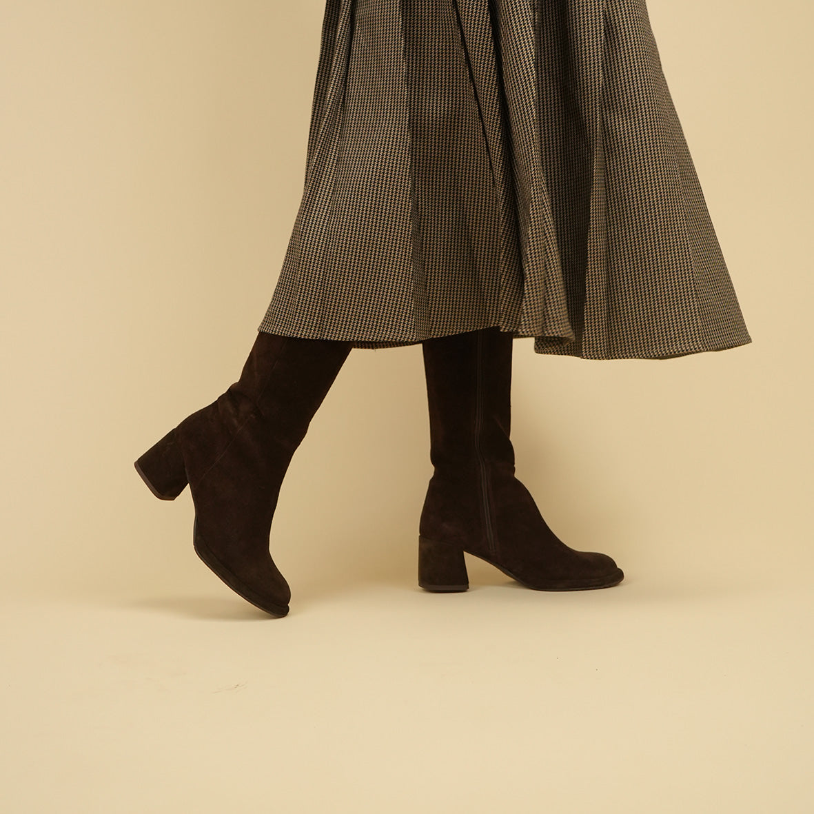 Margot Suede Dark Brown Mid Boot by Esska