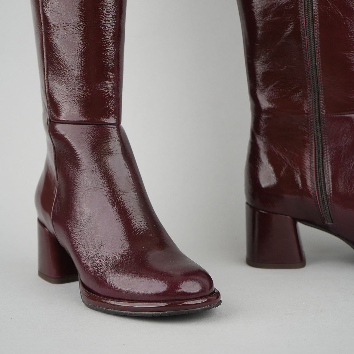 Margot Patent Burgundy Mid Boot by Esska