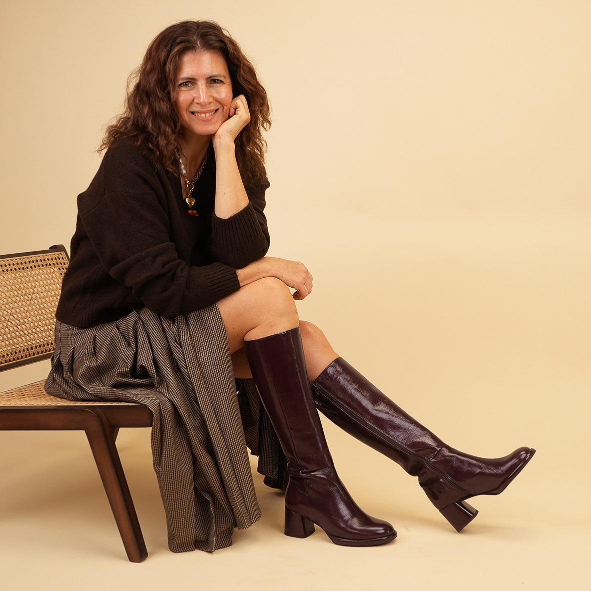 Margot Patent Burgundy Mid Boot by Esska