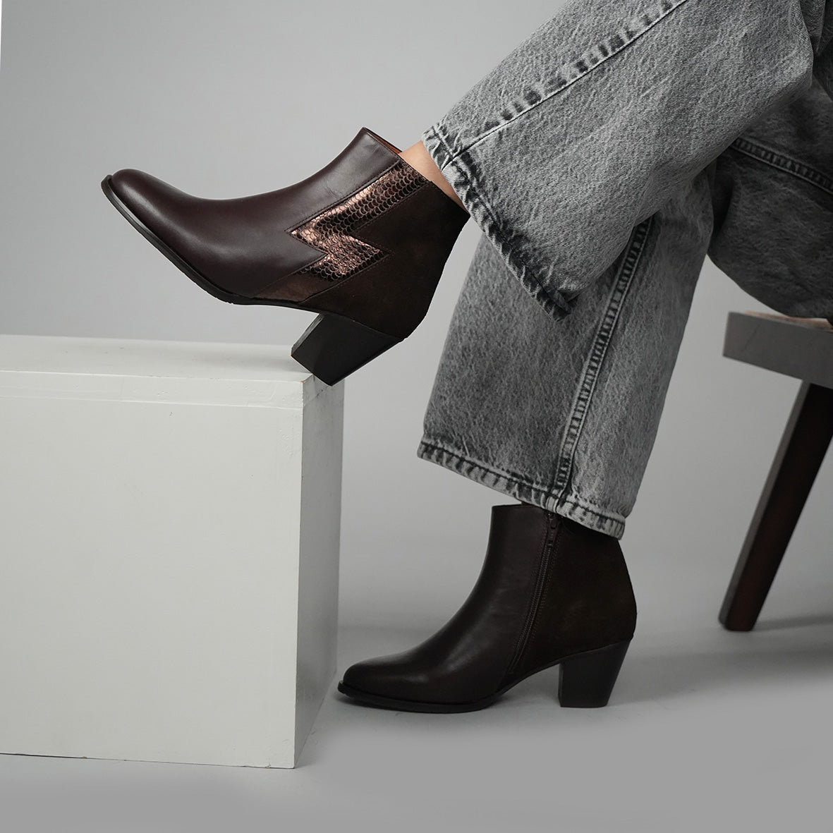 Mash Dark Brown Mid Boot by Esska