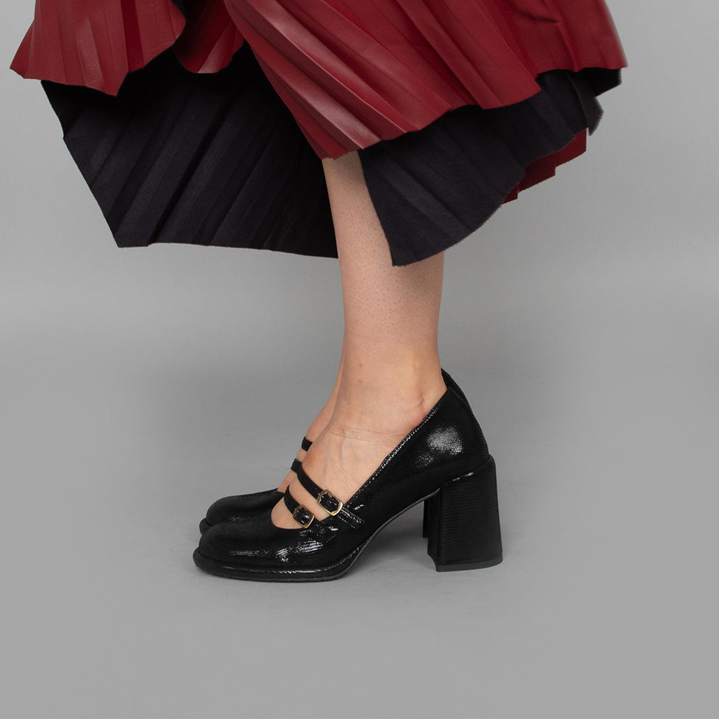 Maya Black Metallic Mid High Shoe by Esska